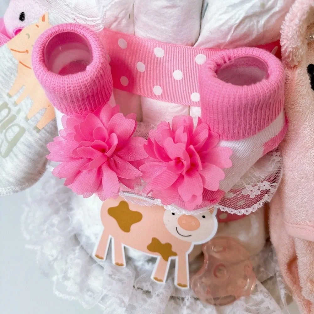 Piggy Diaper Cake, Farm Baby Shower